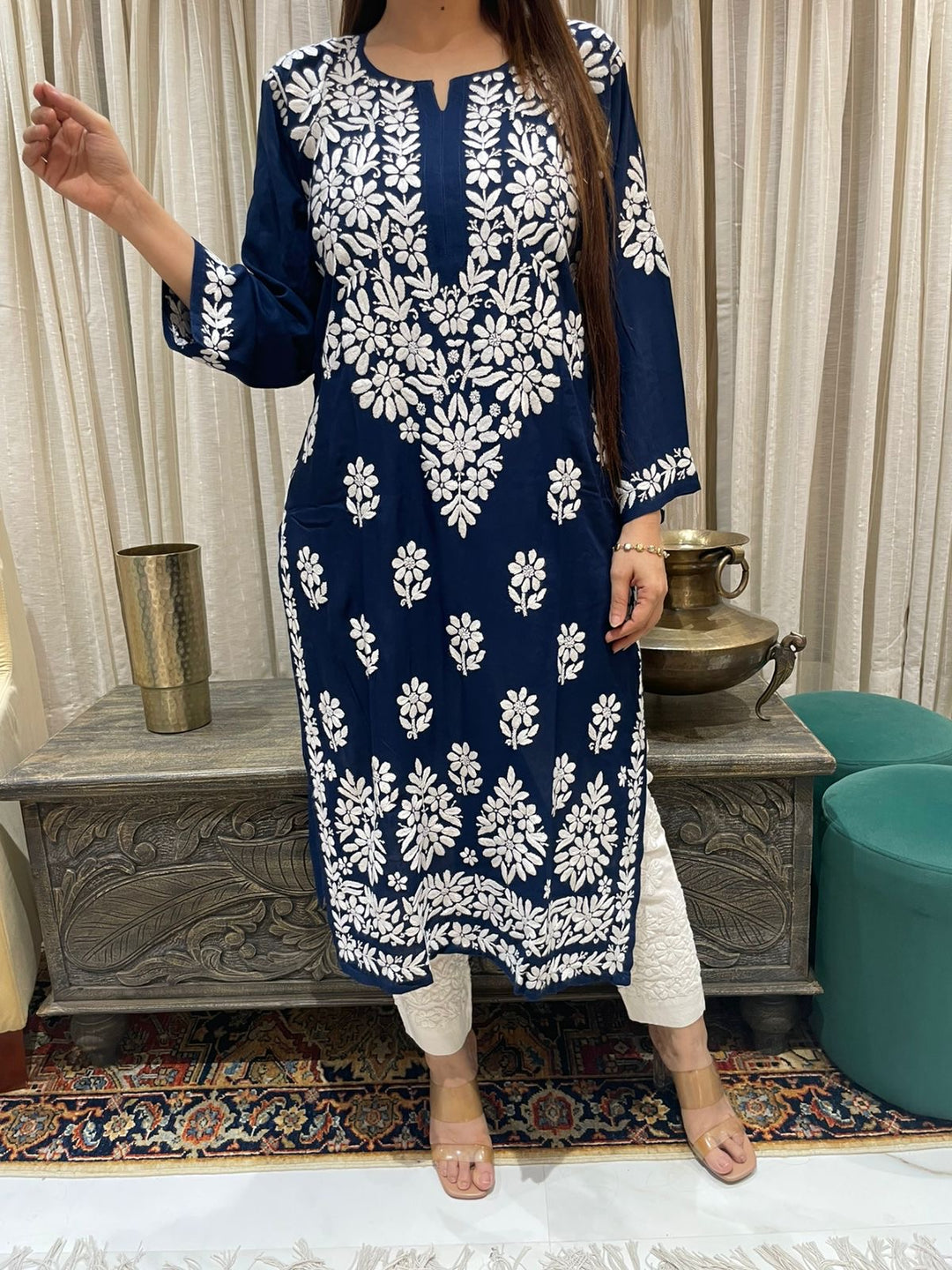 Lucknow Two Pc Set Navy Blue